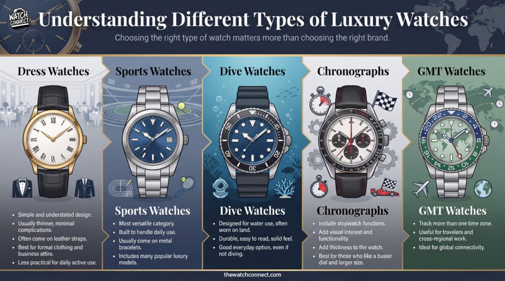 infographic for understanding-differenty-types-of-luxury-watches
