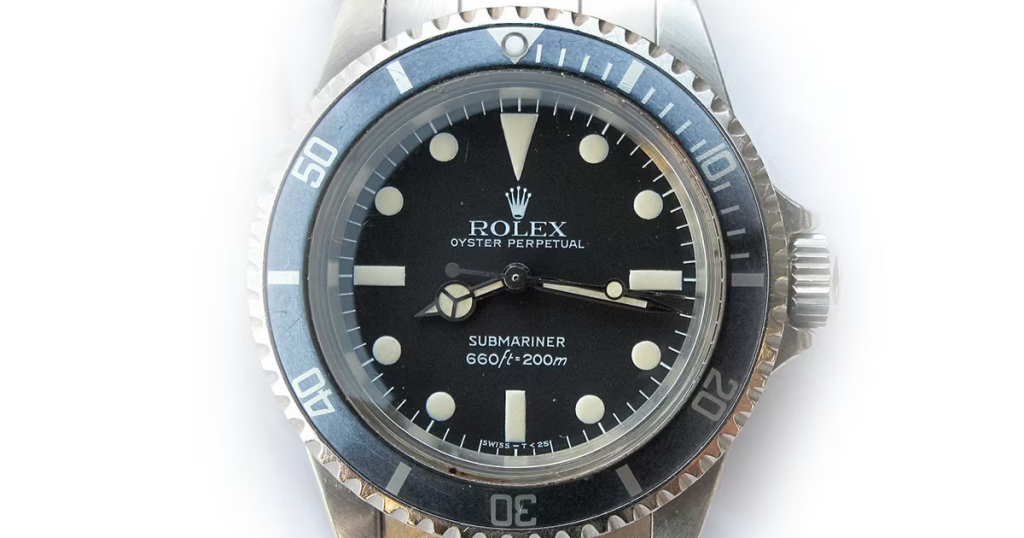 Vintage Rolex Submariner 5513 with matte black dial and aluminum bezel