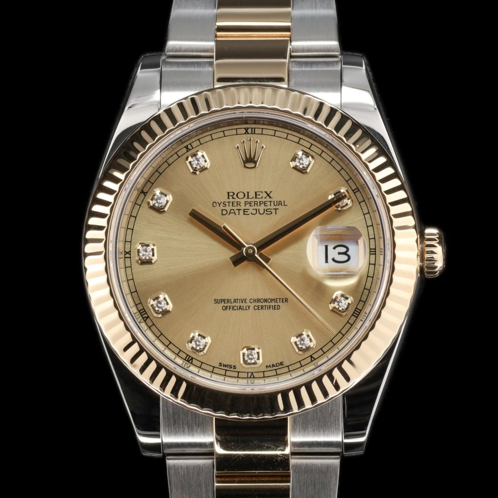 Rolex Datejust 41 Gold Dial Diamond Markers