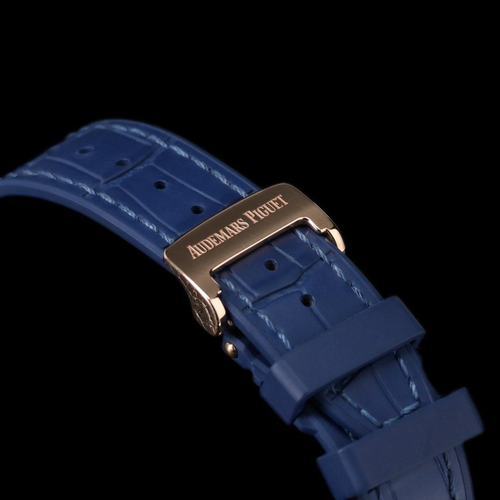 Audemars Piguet Royal Oak Chronograph 41 Rose Gold/Blue/Alligator/open caseback