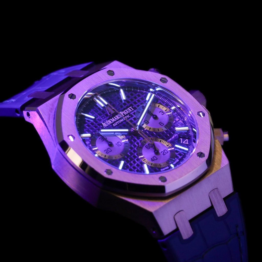 Audemars Piguet Royal Oak Chronograph 41 Rose Gold/Blue/Alligator/open caseback