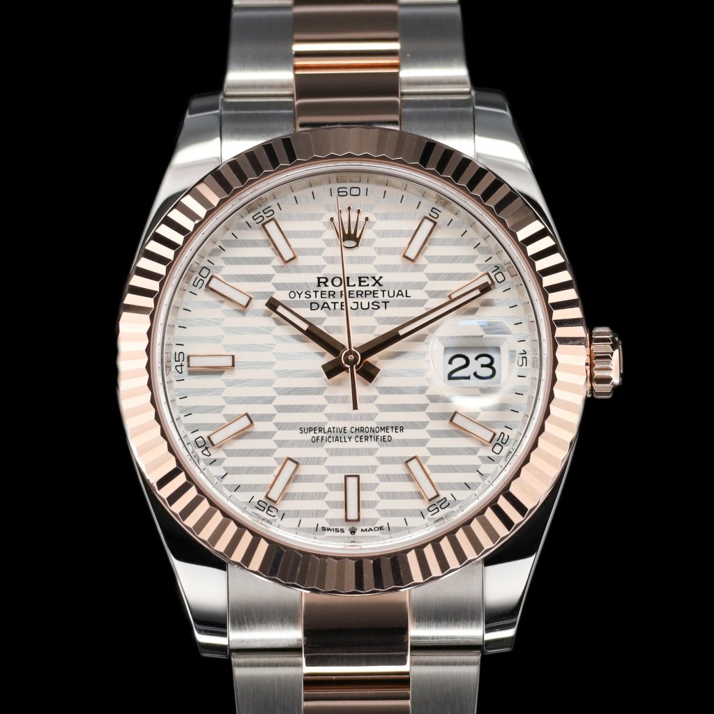 Rolex Datejust Two Tone Rose Gold Silver Motif