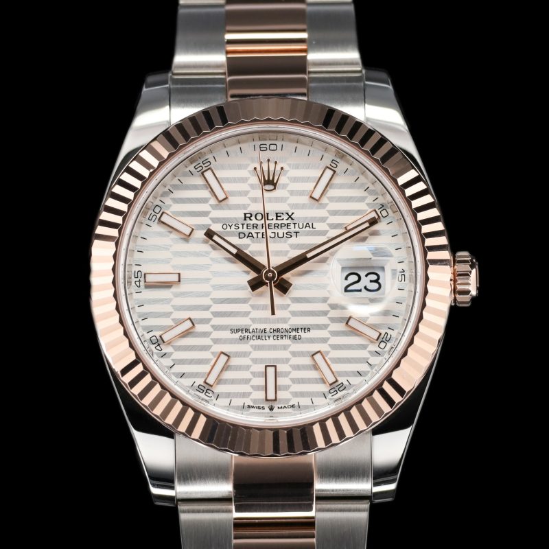 Rolex Datejust Two Tone Rose Gold Silver Motif