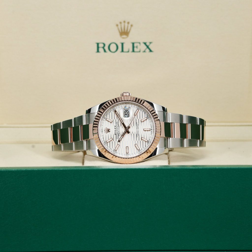 Rolex Datejust Two Tone Rose Gold Silver Motif