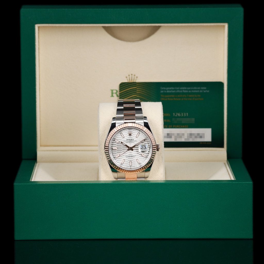 Rolex Datejust Two Tone Rose Gold Silver Motif