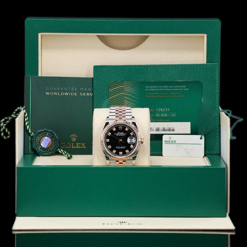 Rolex Datejust 36 36mm Two Tone Diamond Marker Black Dial