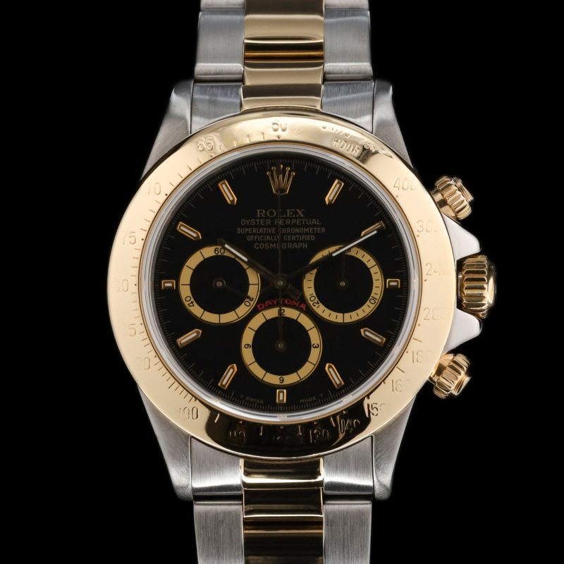 Rolex Daytona Black Dial Two Tone (L Serial) (Serviced and AM Crystal) (MARK ON DIAL)