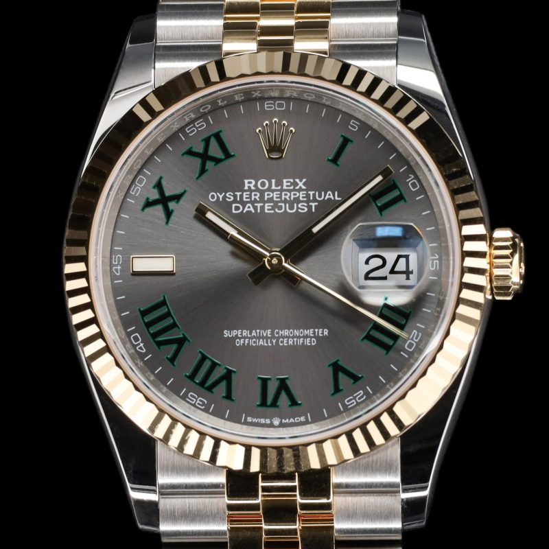 Rolex Datejust 36 36mm Wimbledon Dial Two Tone Yellow Gold