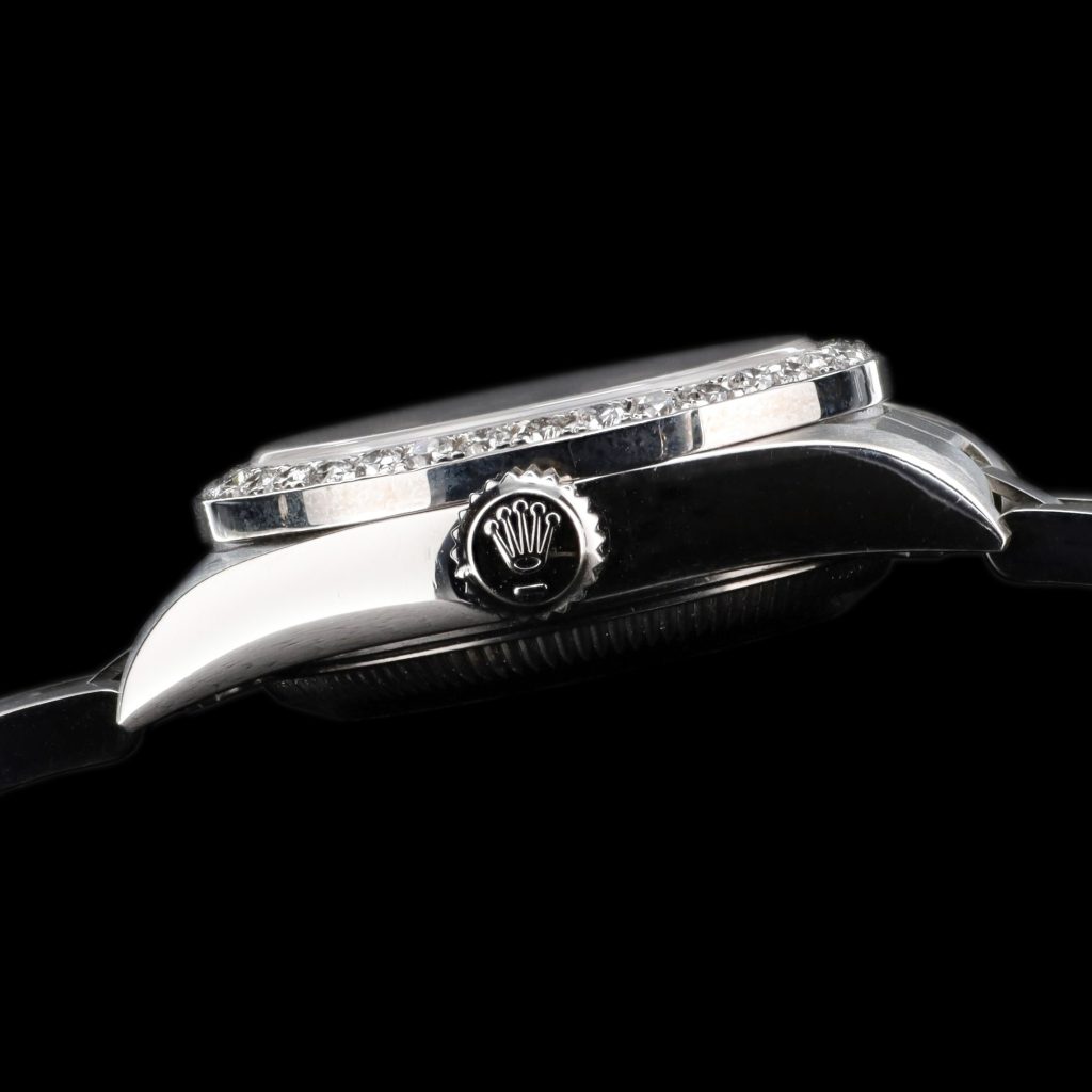Rolex Oyster Perpetual 26 AM MOP Dial and AM Natural Diamond Bezel Originally Silver Dial