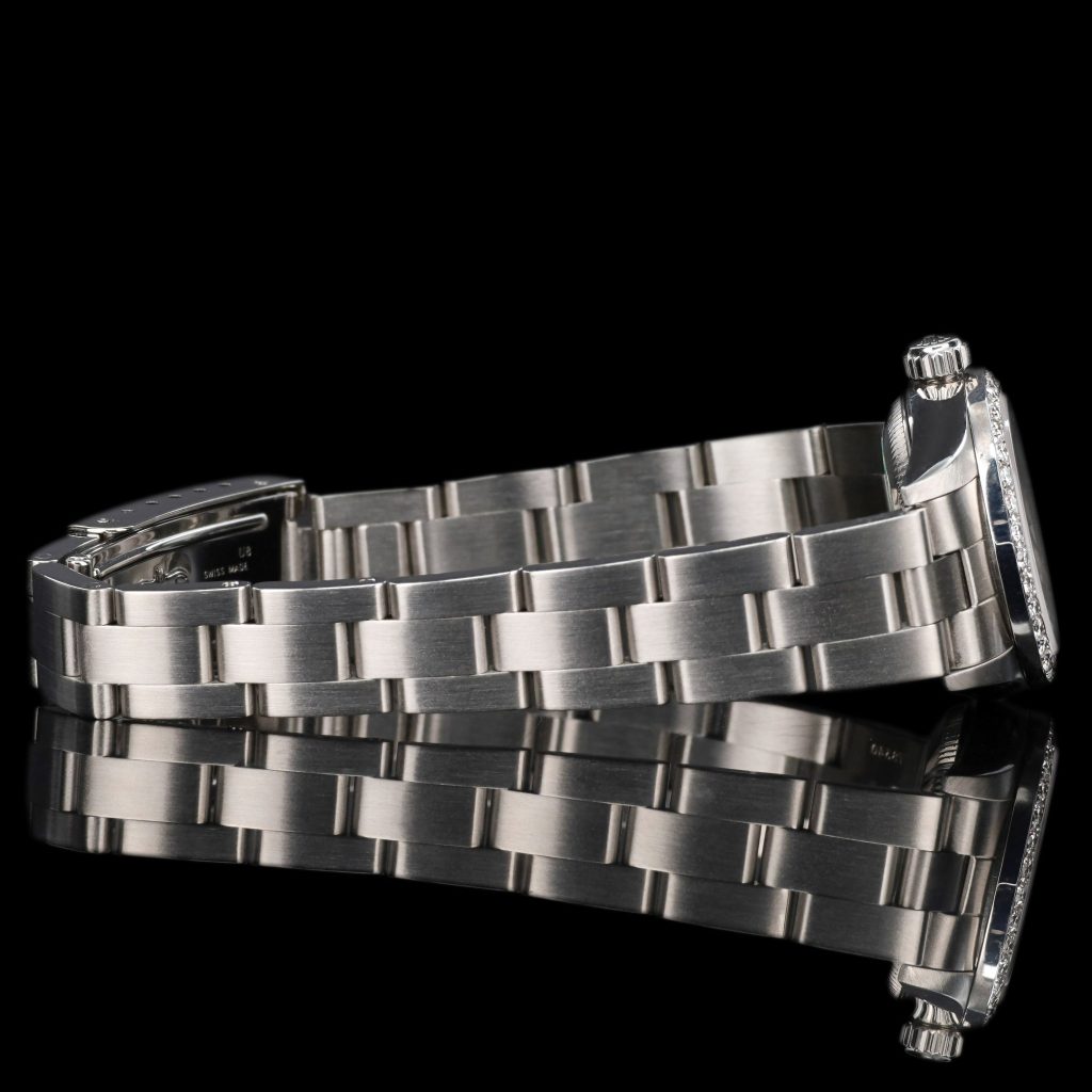 Rolex Oyster Perpetual 26 AM MOP Dial and AM Natural Diamond Bezel Originally Silver Dial