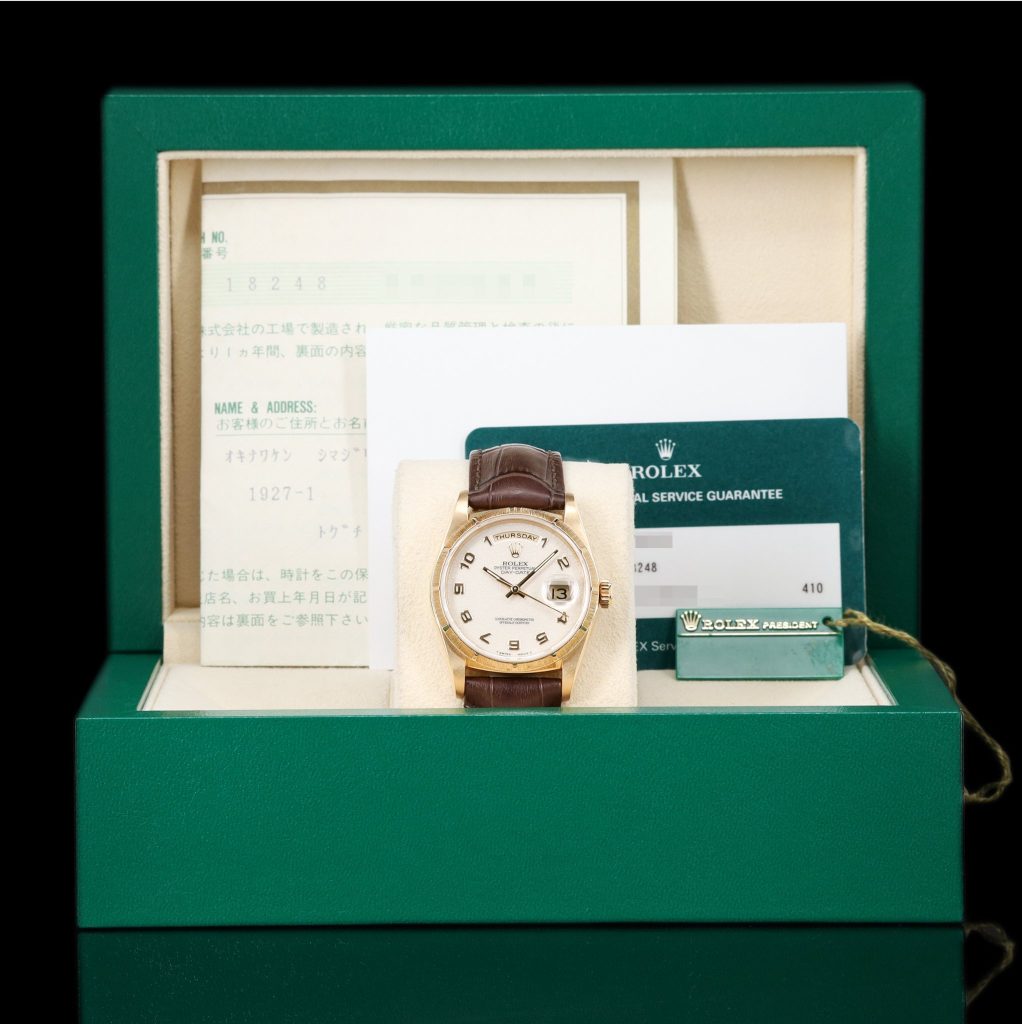 Rolex Day-Date 36 Daydate papers and service card Stretched Bracelet
