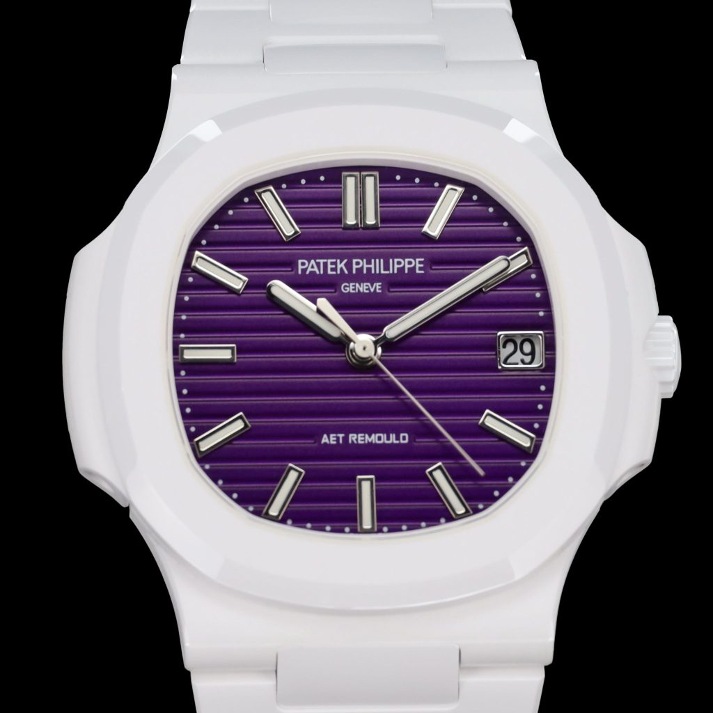 AET Remould Nautilus Purple White Ceramic Open Caseback 1 of 5
