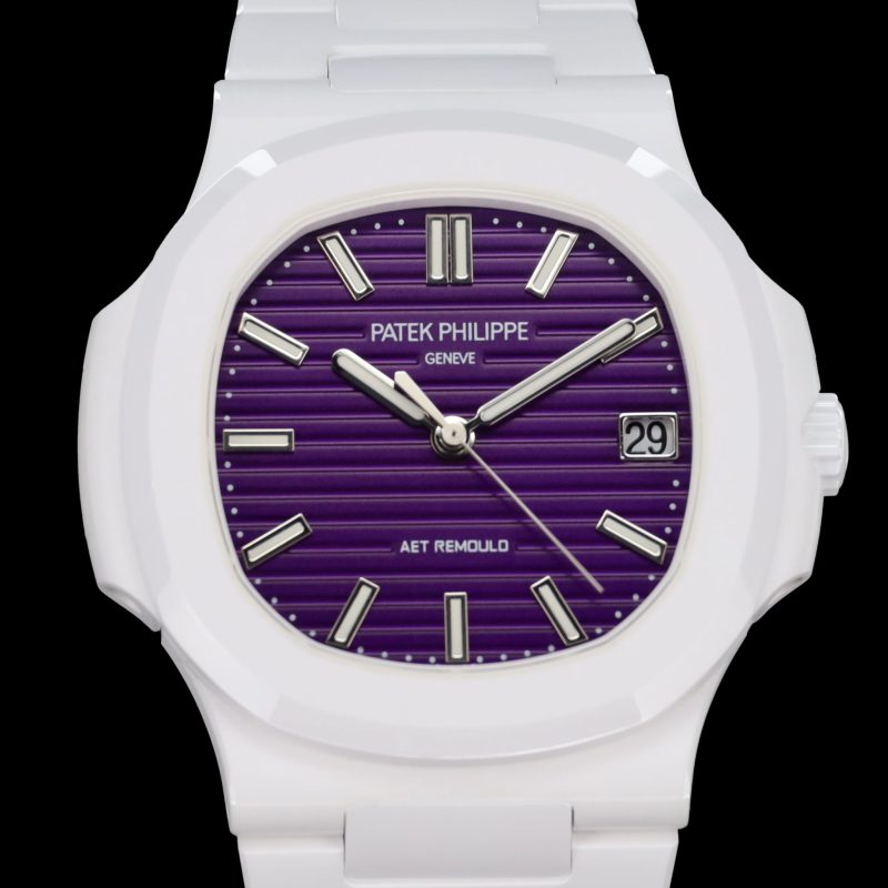 AET Remould Nautilus Purple White Ceramic Open Caseback 1 of 5
