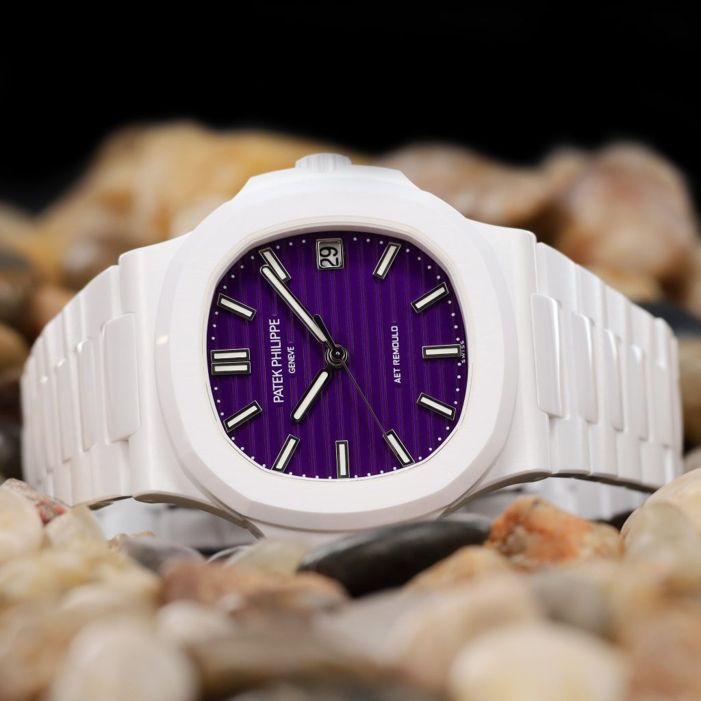 AET Remould Nautilus Purple White Ceramic Open Caseback 1 of 5