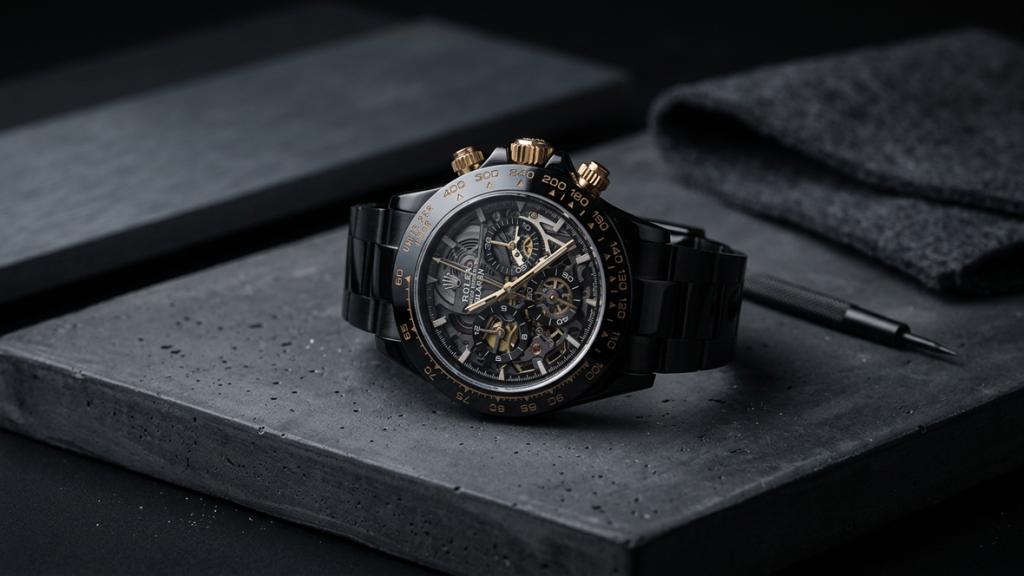 Blaken DLC coating Rolex skeletonized dial
