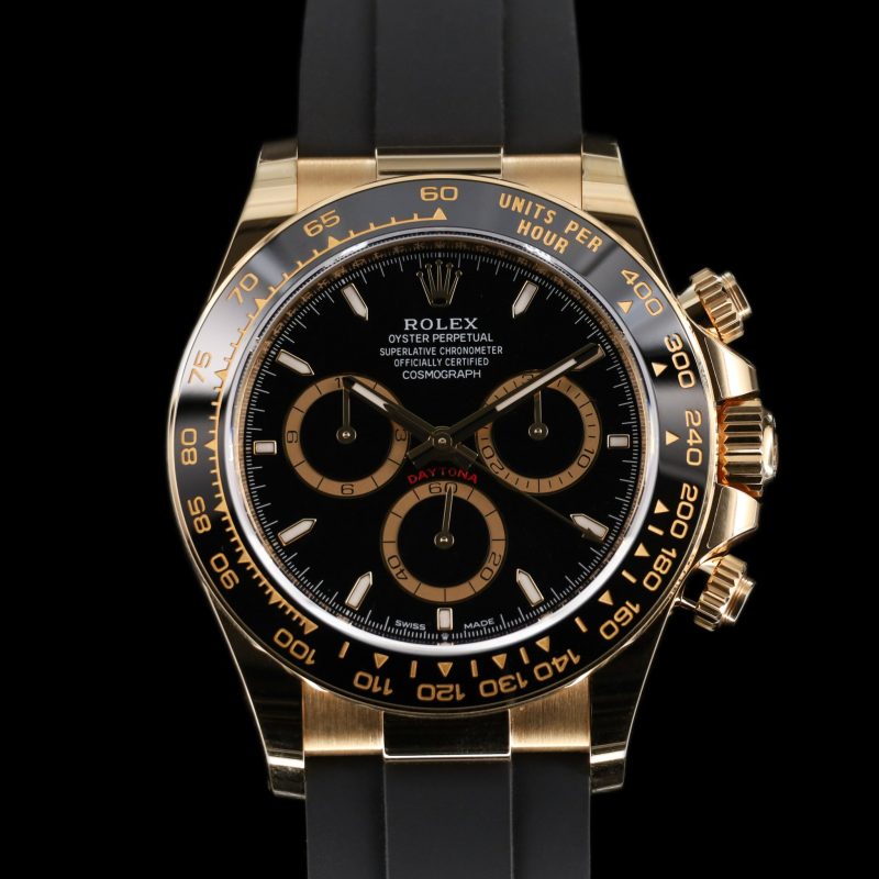 Rolex Daytona Gold Black Dial on Oyster Flex