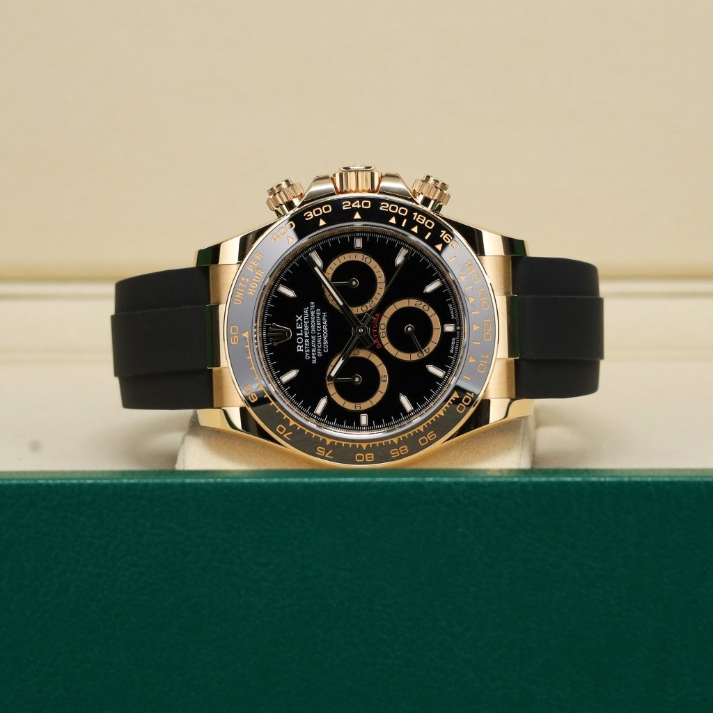 Rolex Daytona Gold Black Dial on Oyster Flex