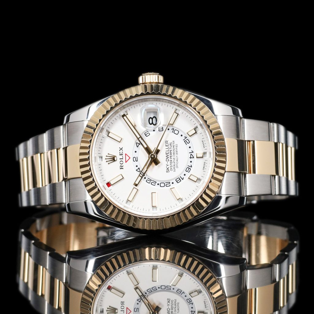 Rolex Sky-Dweller Two Tone Gold White Dial