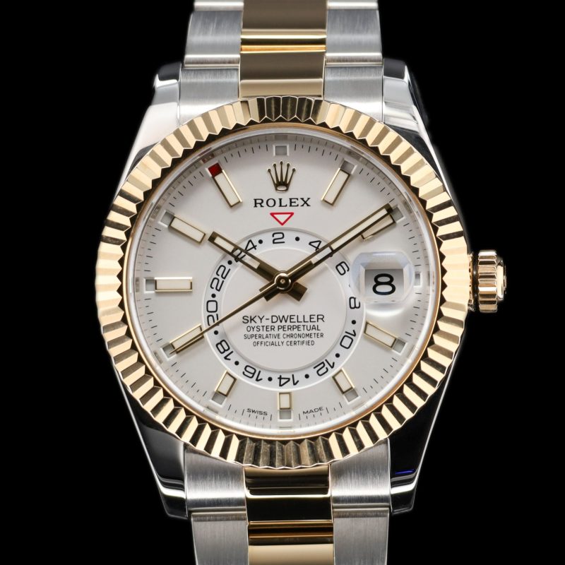 Rolex Sky-Dweller Two Tone Gold White Dial