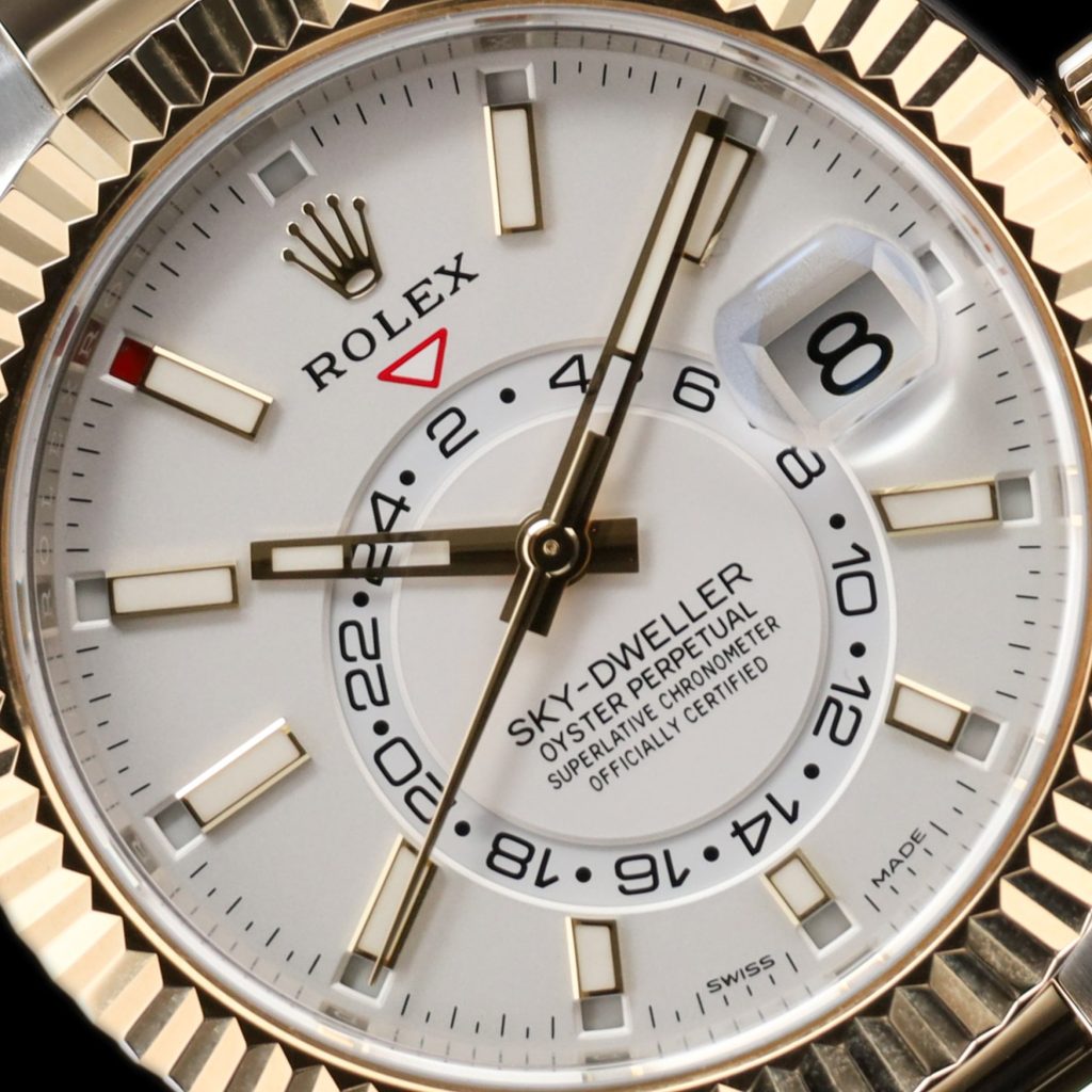 Rolex Sky-Dweller Two Tone Gold White Dial