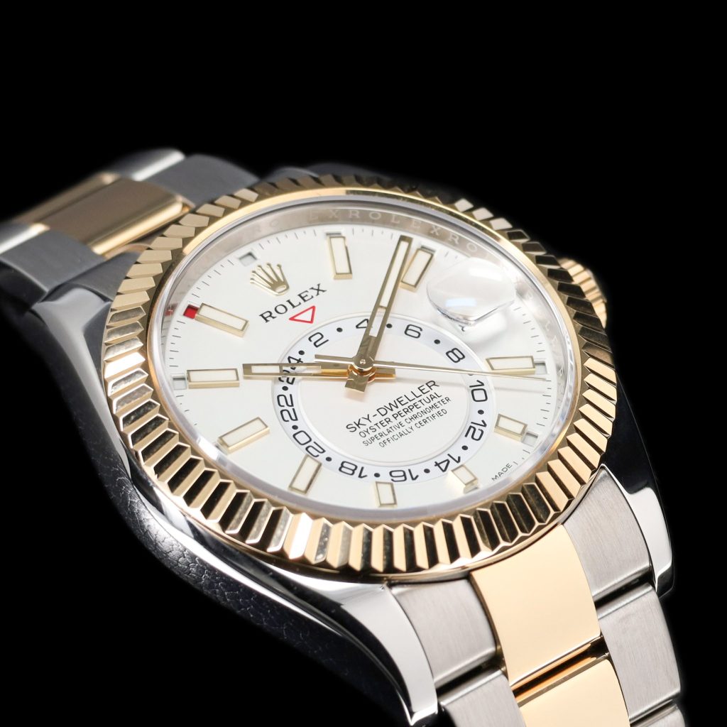 Rolex Sky-Dweller Two Tone Gold White Dial