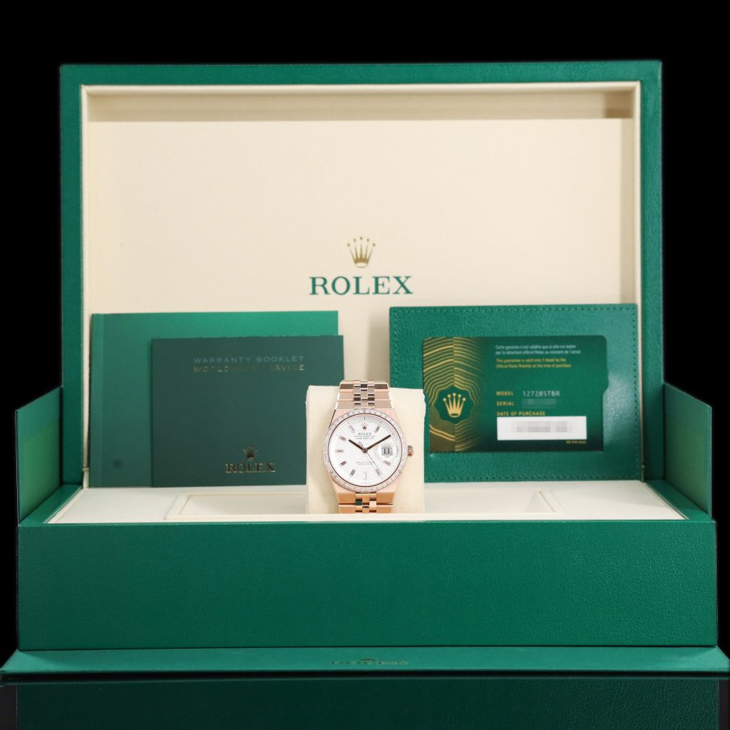 Rolex Land-Dweller Rose Gold White Dial Diamond Bezel