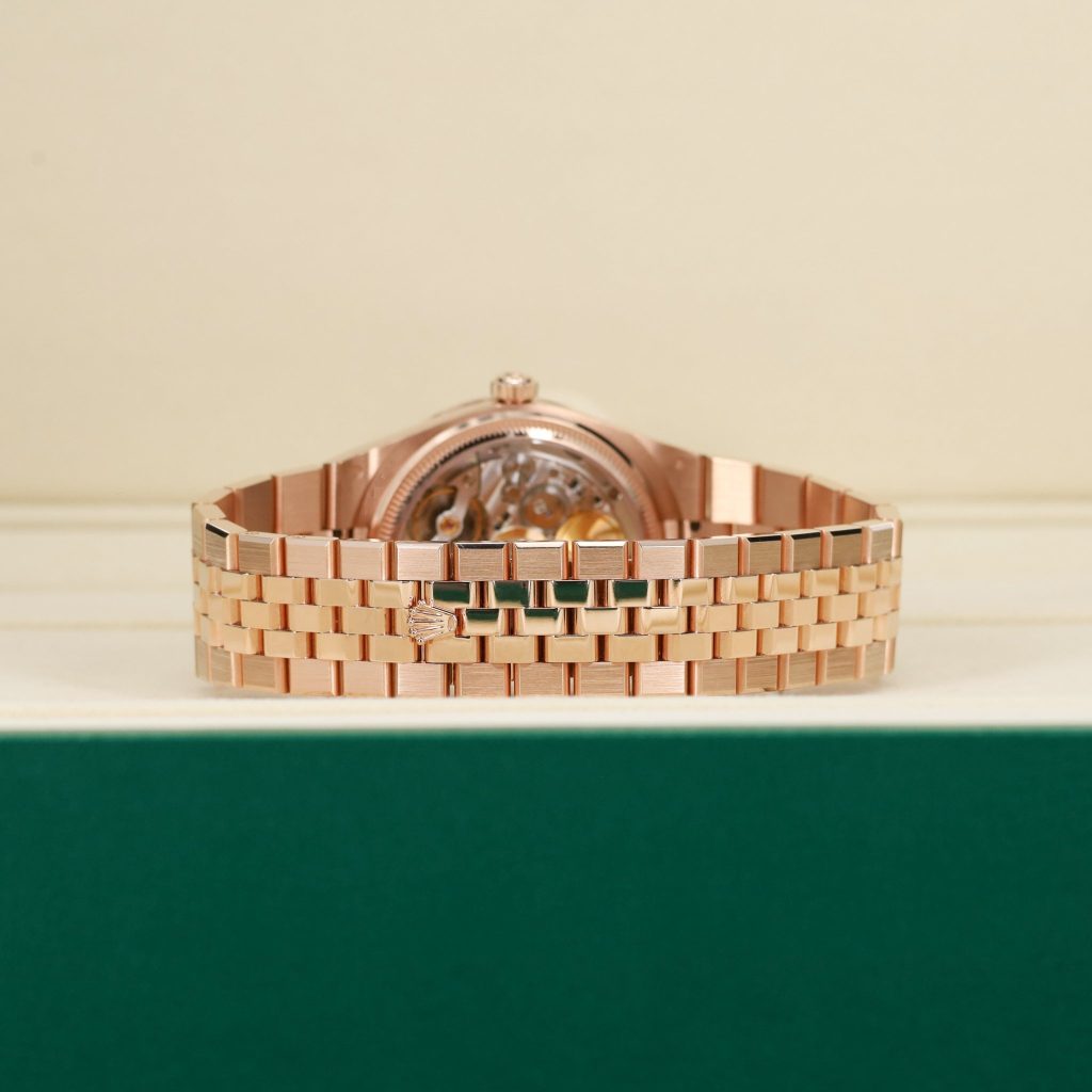Rolex Land-Dweller Rose Gold White Dial Diamond Bezel